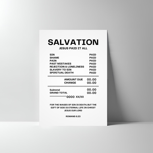 SALVATION RECEIPT POSTER